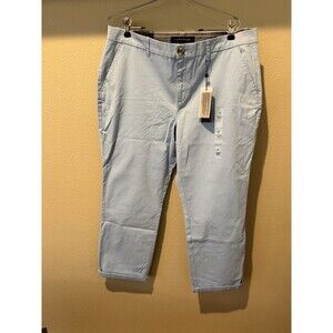 TOMMY HILFIGER WOMEN HAMPTON STRETCH SLIM CHIN0 PANTS BLUE size 16 NWT